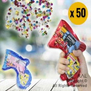 PISTOLA LANZA CONFETI PACK X 50